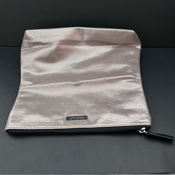 Shiseido gold strips vegan leather cosmetic bag/clutch - Picture 5 of 6